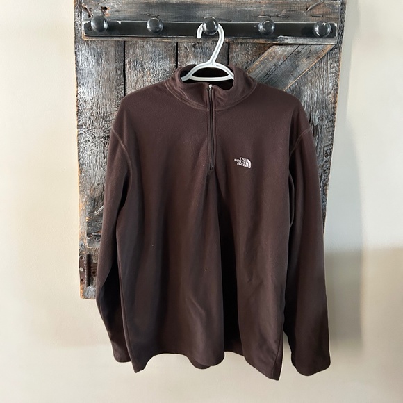 Men's North Face Light Weight Fleece Half Zipper Pullover Brown - Size Large - Picture 1 of 4